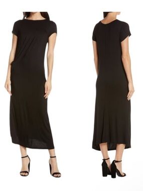 CAARA Brandon Ruched T-Shirt Midi Dress M